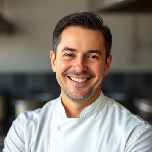 Portrait of Chef Antoine Dubois, smiling and wearing a chef's coat.