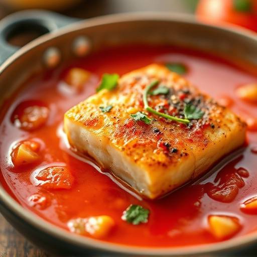 Redfish Courtbouillon, a flavorful fish stew with a rich tomato-based sauce.